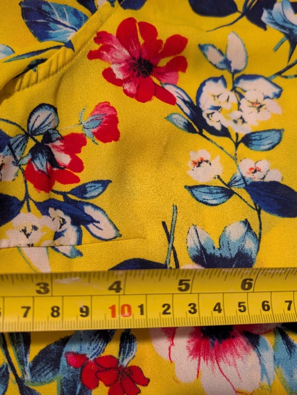 Yellow Floral Cold-Shoulder Ruffle Blouse - Picture 7 of 7